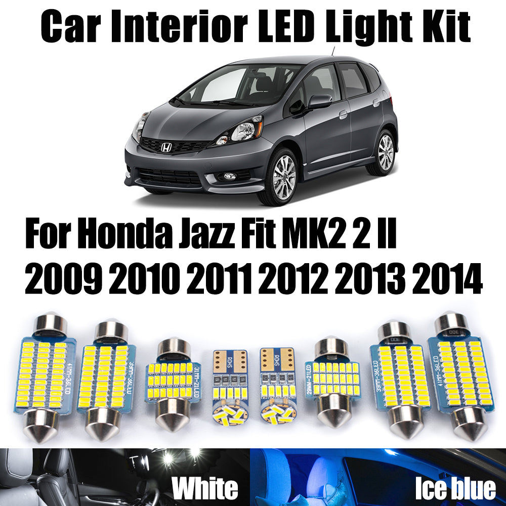 AutoGlowLED 9Pc LED Interior Light Kit for Honda Jazz Fit MK2 2009-2014