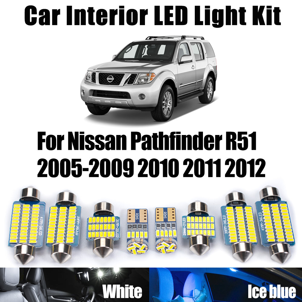 AutoGlowLED 15Pc LED Interior Light Kit for Nissan Pathfinder R51 2005-2012