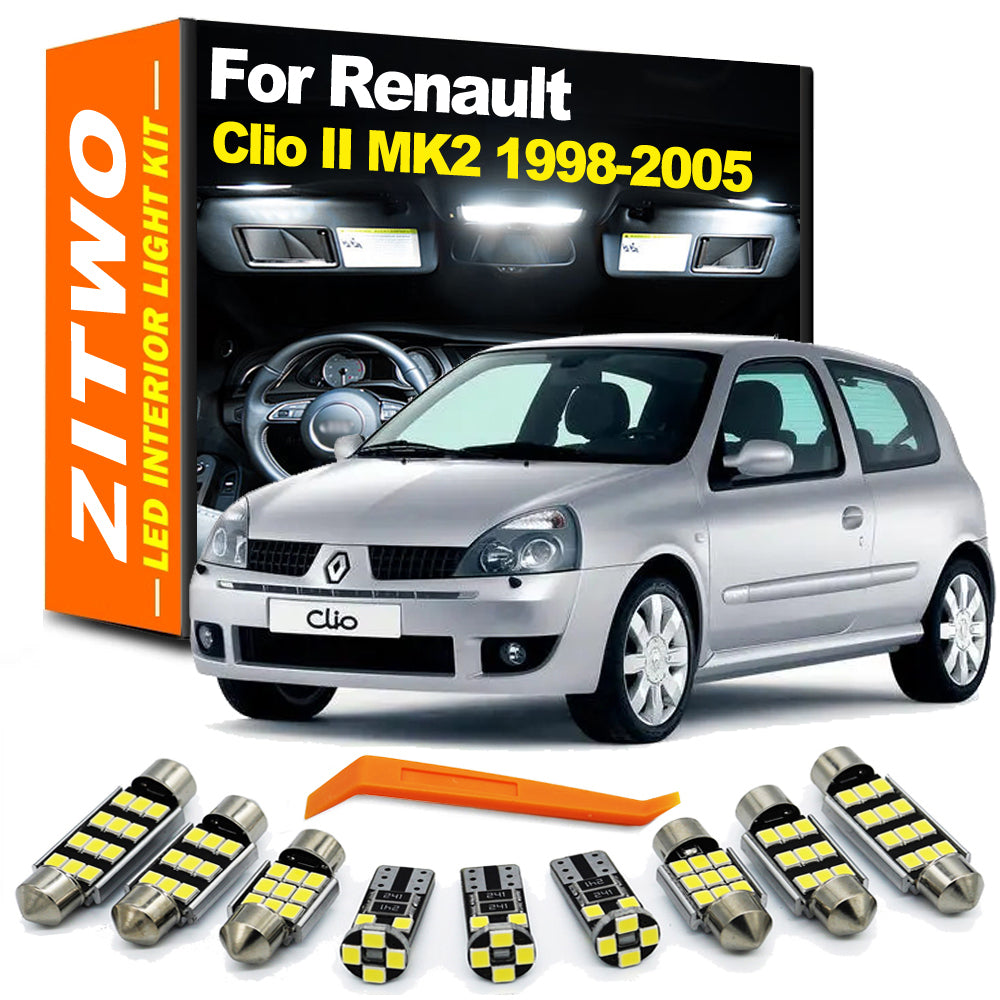 AutoGlowLED 8Pcs LED Interior Light Kit for Renault Clio II 1998-2005