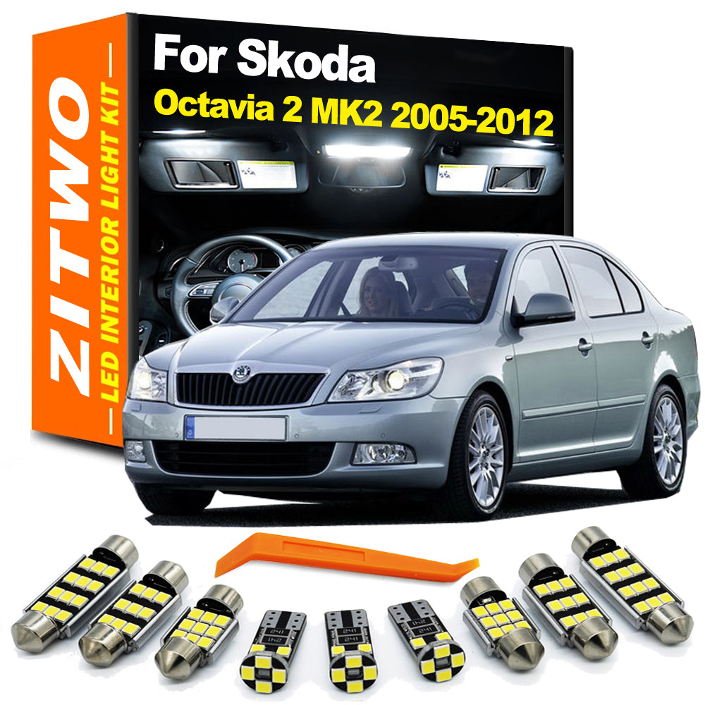 AutoGlowLED LED Interior Light Kit for Skoda Octavia 2 MK2 A5 2005-2012 Sedan Combi