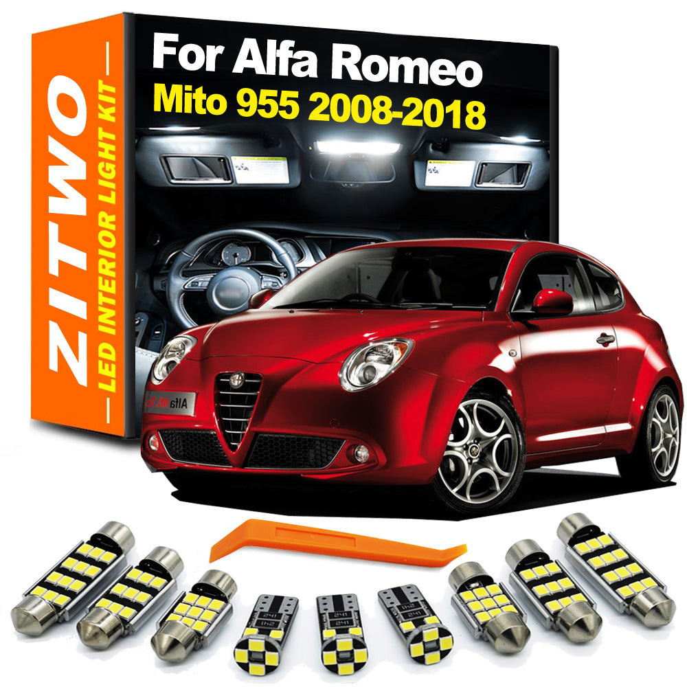 AutoGlowLED 10Pcs LED Interior Light Kit for Alfa Romeo MiTo 2008-2018