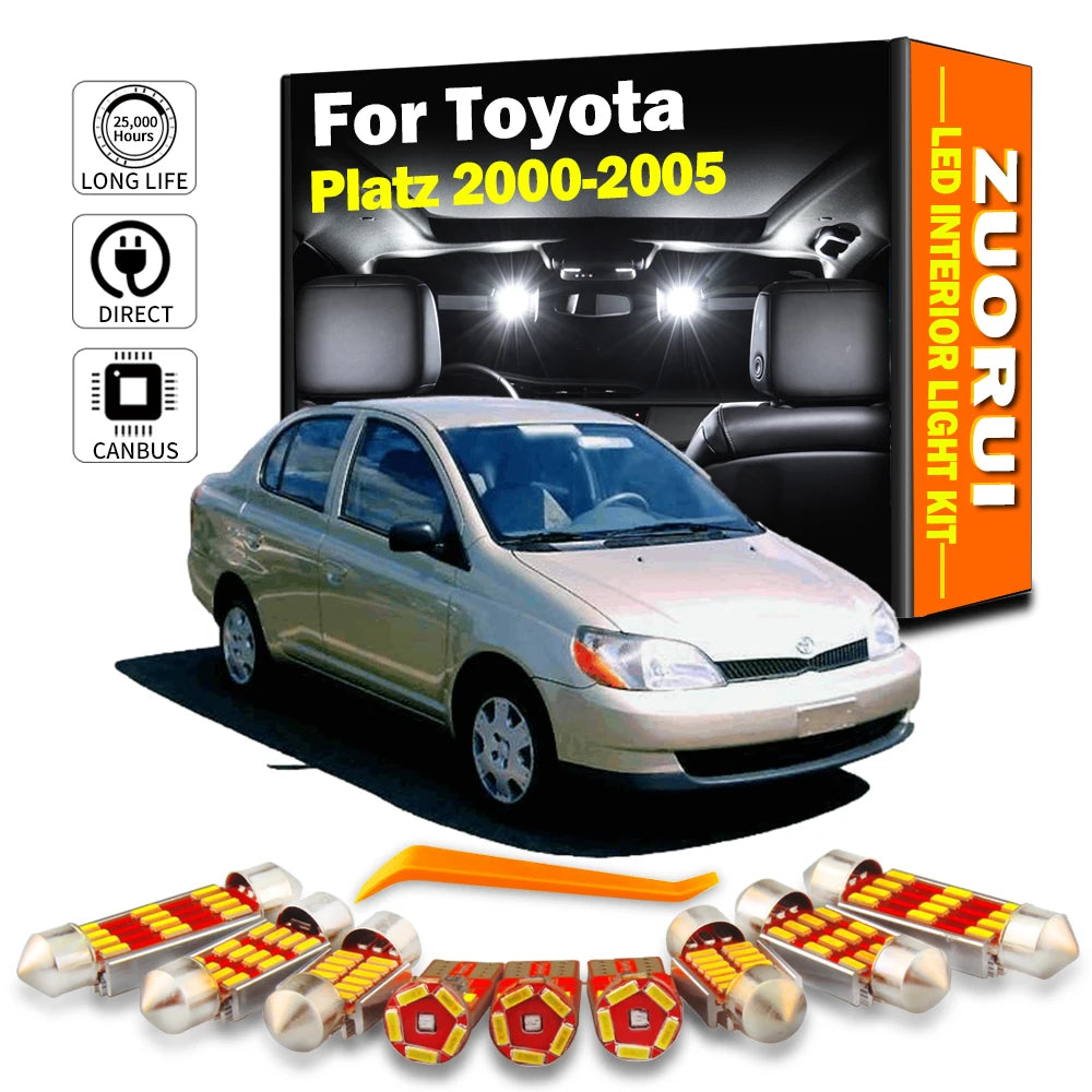 AutoGlowLED 9Pc Canbus LED Interior Light Kit for Toyota Platz 2000-2005