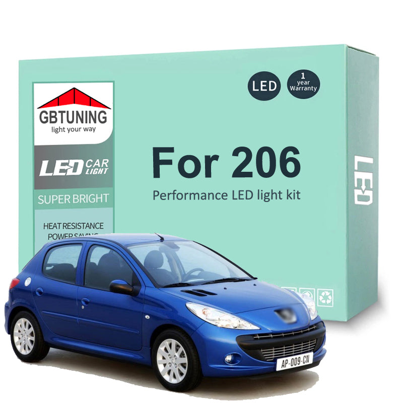 AutoGlowLED 11Pcs LED Interior Light Kit for Peugeot 206 1998-2008 Canbus Error Free