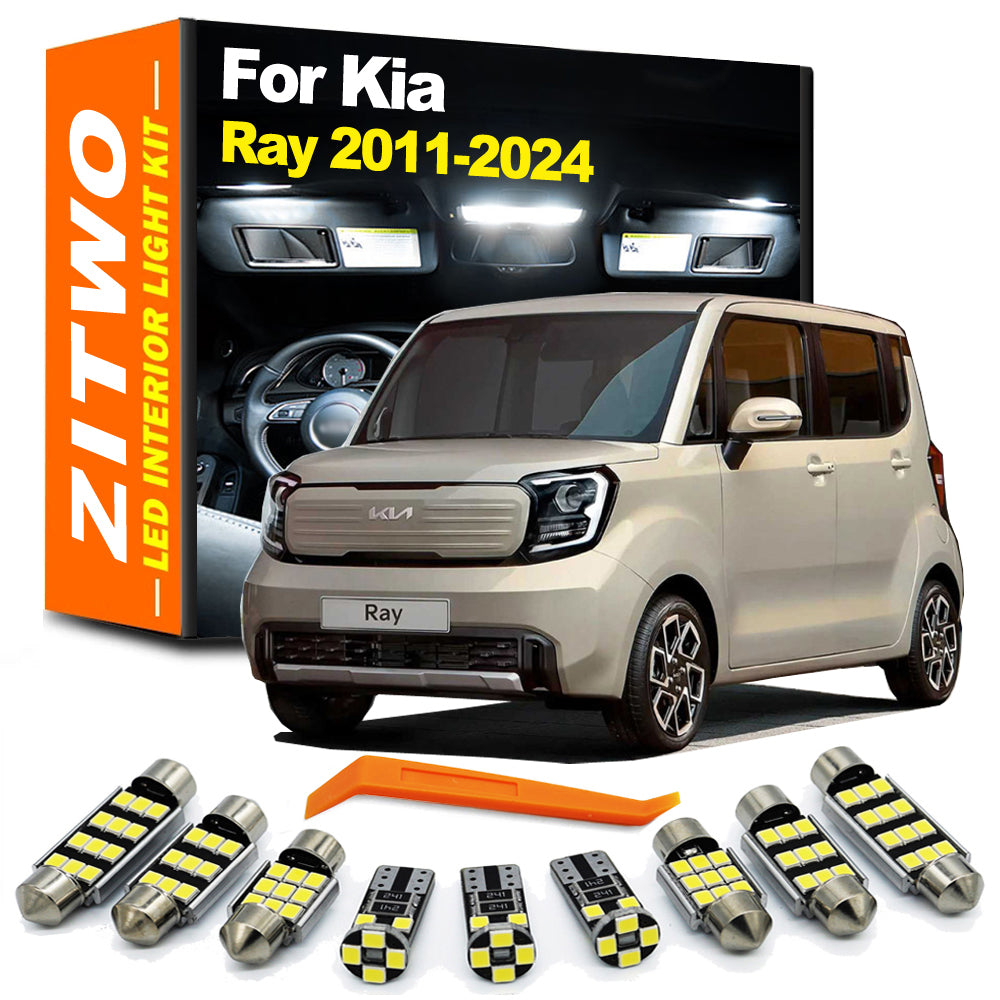 AutoGlowLED 8Pcs LED Interior Dome Map License Plate Kit for Kia Ray 2011-2024
