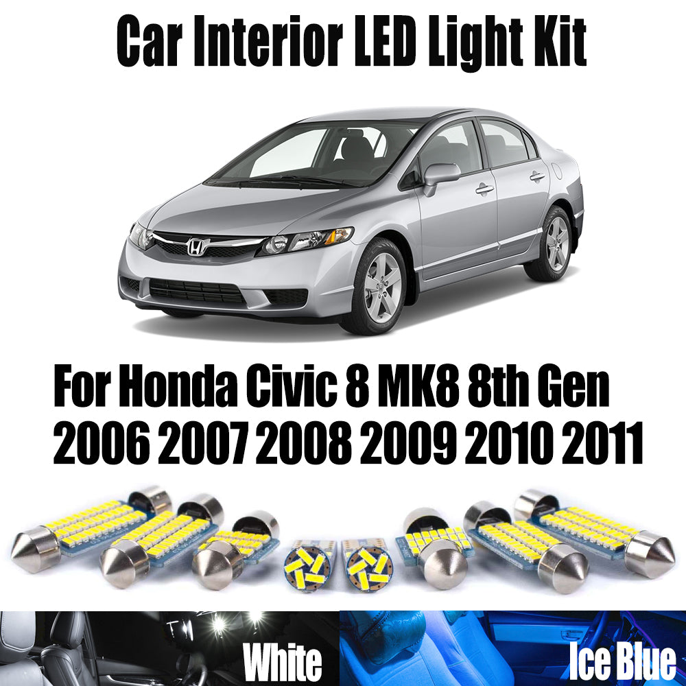 AutoGlowLED 11Pcs LED Interior Light Kit for Honda Civic 8th Gen 2006-2011