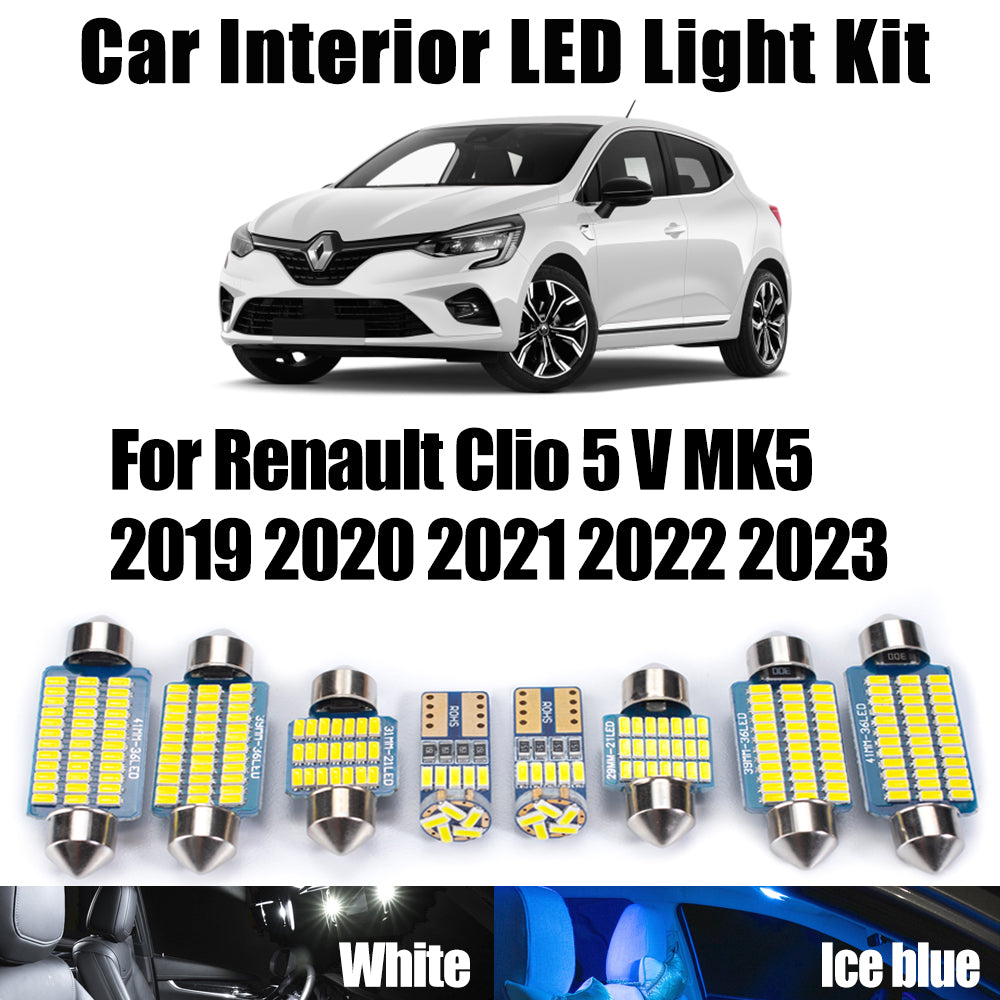 AutoGlowLED 9Pcs Canbus LED Interior Light Kit for Renault Clio 5 V MK5 2019-2023