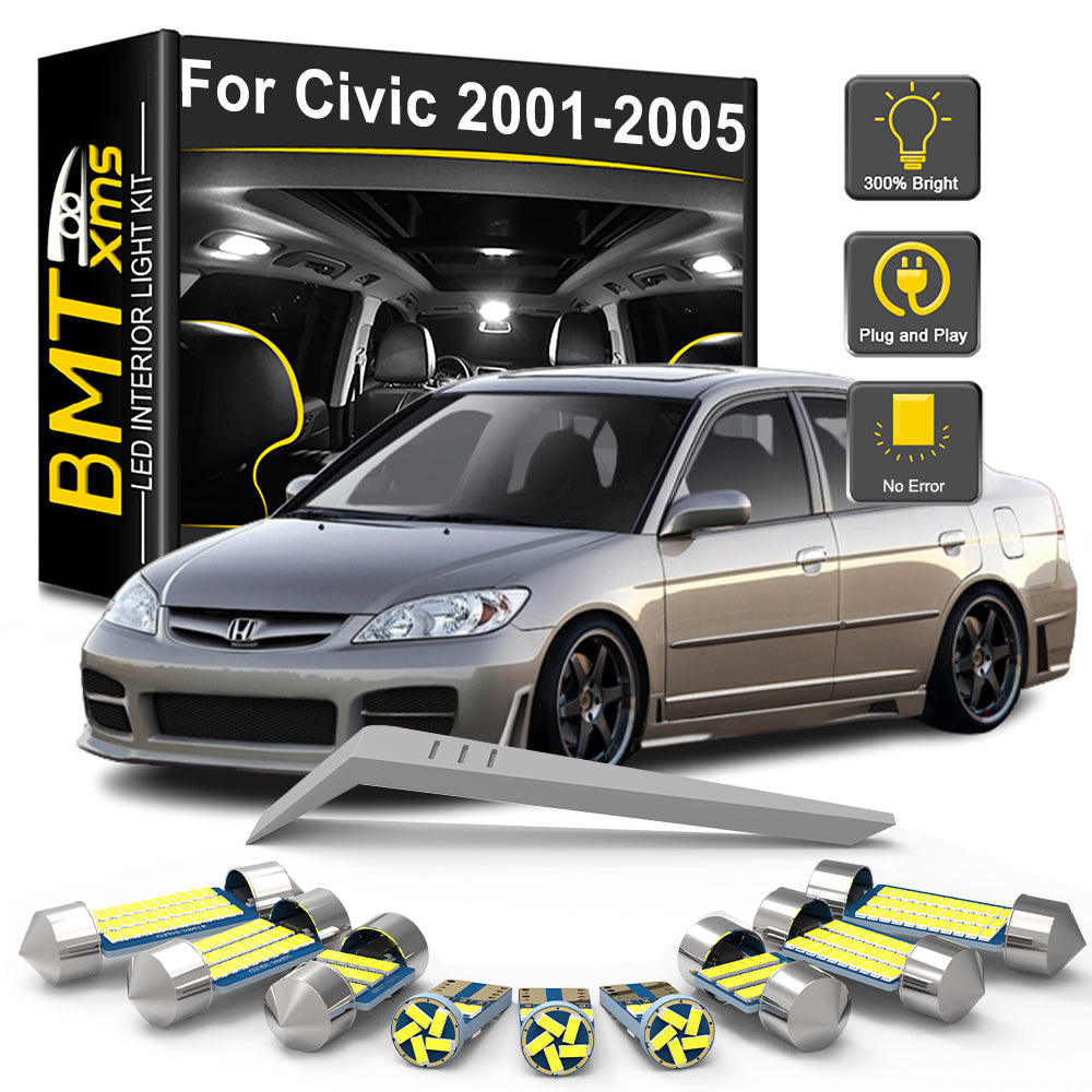 AutoGlowLED 11Pc Canbus LED Interior Light Kit for Honda Civic 7th Gen 2001-2005