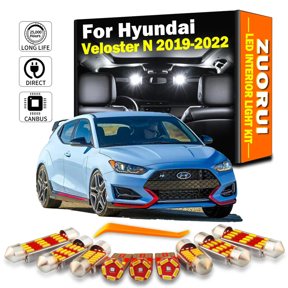 AutoGlowLED 11Pcs Canbus LED Interior Light Kit for Hyundai Veloster N 2019-2022 No Error