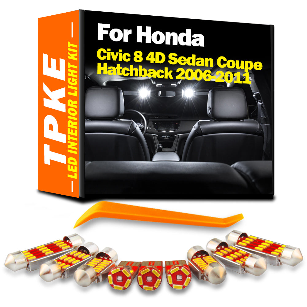 AutoGlowLED 8Pcs Canbus LED Interior Light Kit for Honda Civic 2006-2011
