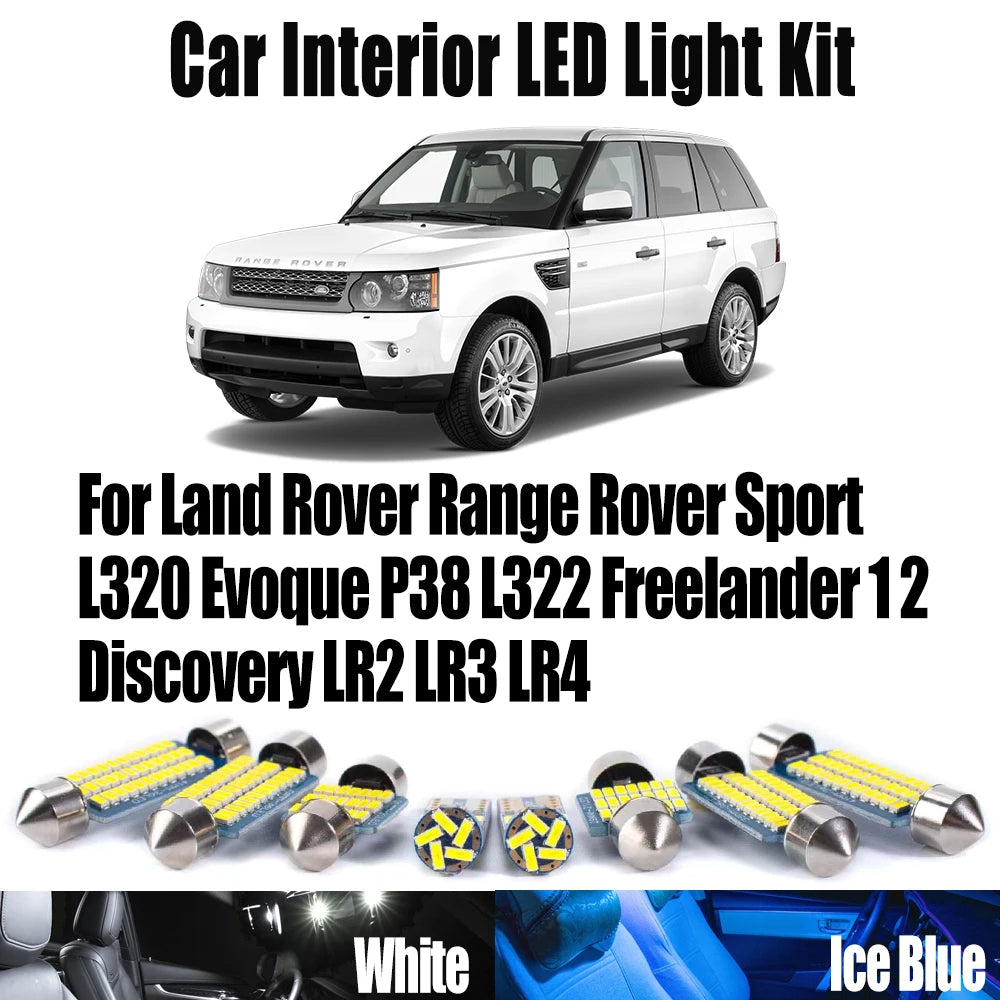 AutoGlowLED LED Interior Light Kit for Land Rover Range Rover Sport L320 Evoque P38 L322 Freelander Discovery