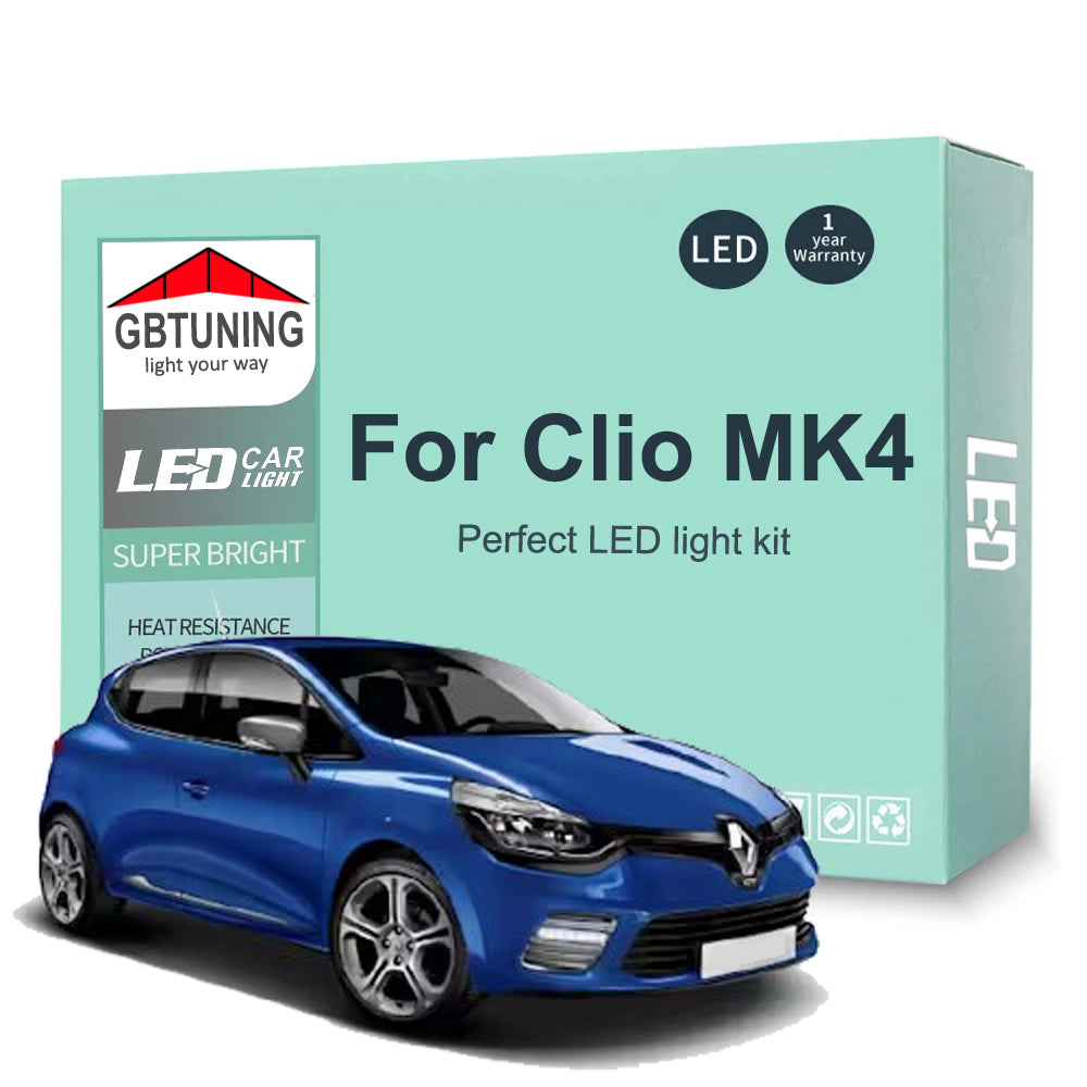 AutoGlowLED 8Pcs LED Interior Light Kit for Renault Clio 3 & 4 (2013-2018)