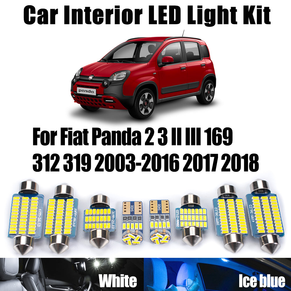 AutoGlowLED Canbus LED Interior Dome Trunk Light Kit for Fiat Panda 2 3 II III 169 312 319 2003-2018 No Error