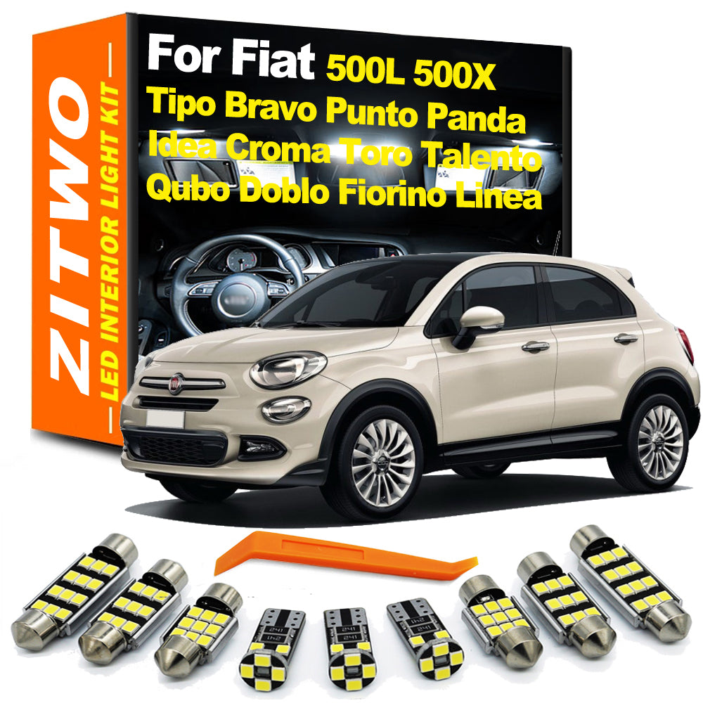 AutoGlowLED LED Interior Light Bulb Kit for Fiat Bravo, 500, Punto, Panda, Tipo & More