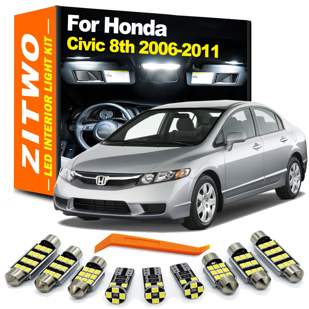 AutoGlowLED 9Pcs LED Interior Light Kit for Honda Civic 8 MK8 2006-2011
