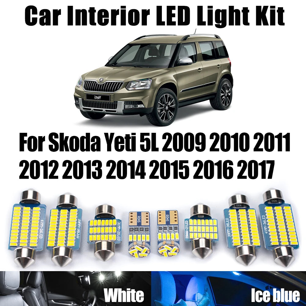 AutoGlowLED 16Pc Canbus LED Interior Light Kit for Skoda Yeti 5L 2009-2017