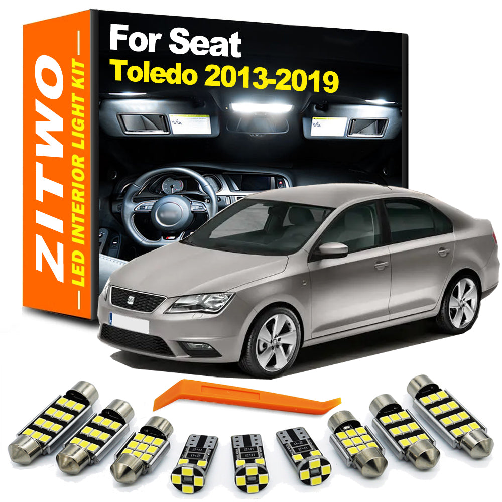 AutoGlowLED 9Pcs LED Interior Light Kit for Seat Toledo 2013-2019 Canbus
