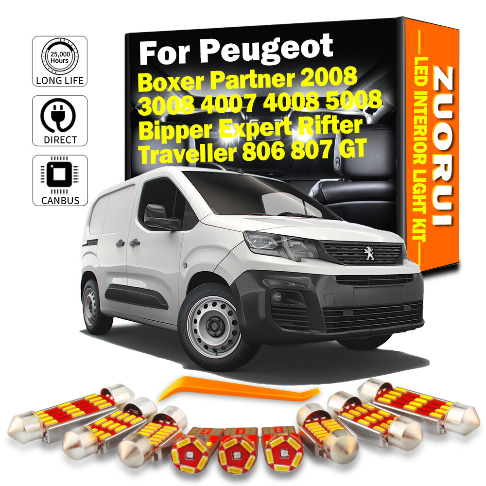 AutoGlowLED LED Interior Light Kit for Peugeot Partner Boxer 3008 5008