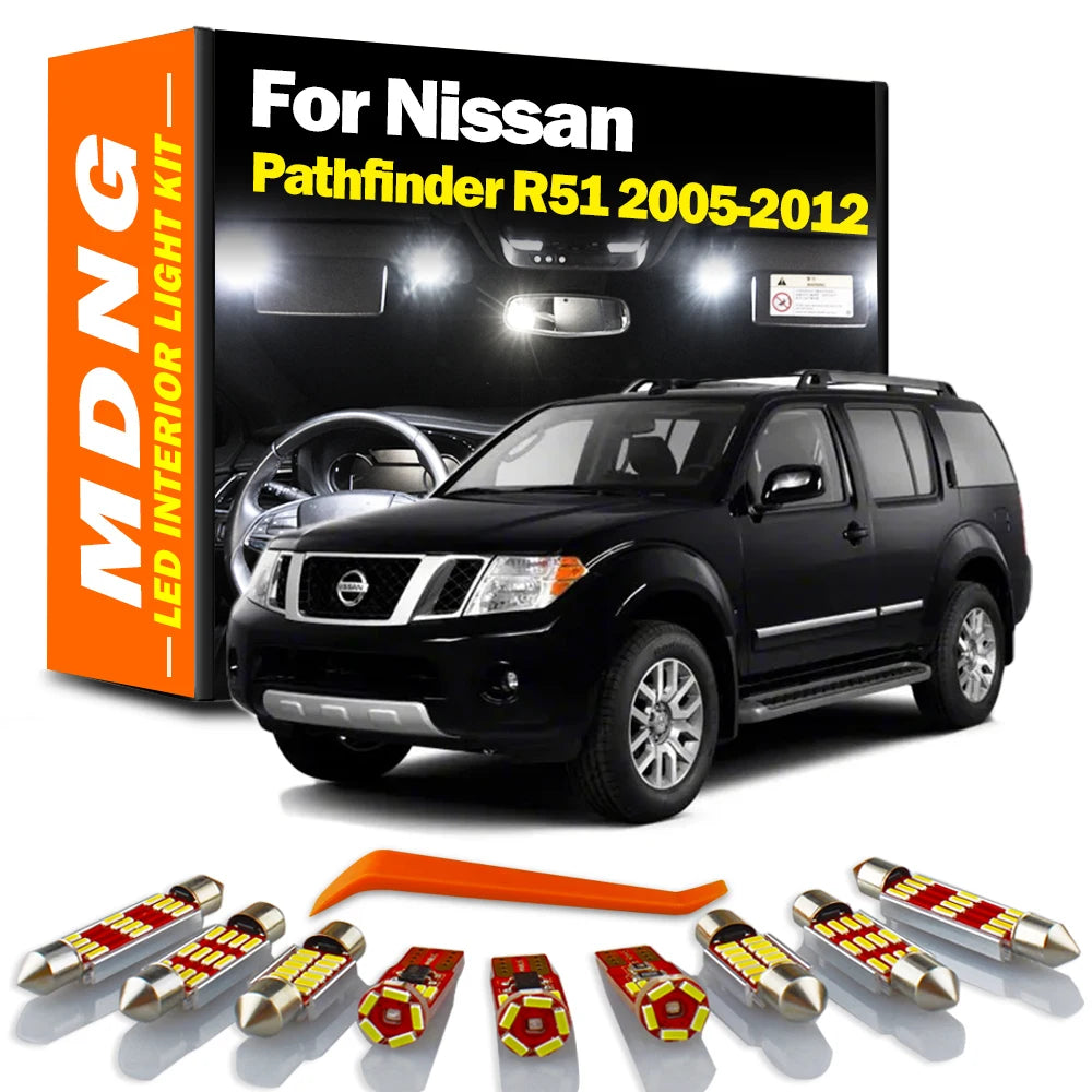 AutoGlowLED 15Pcs LED Interior Light Kit for Nissan Pathfinder R51 2005-2012