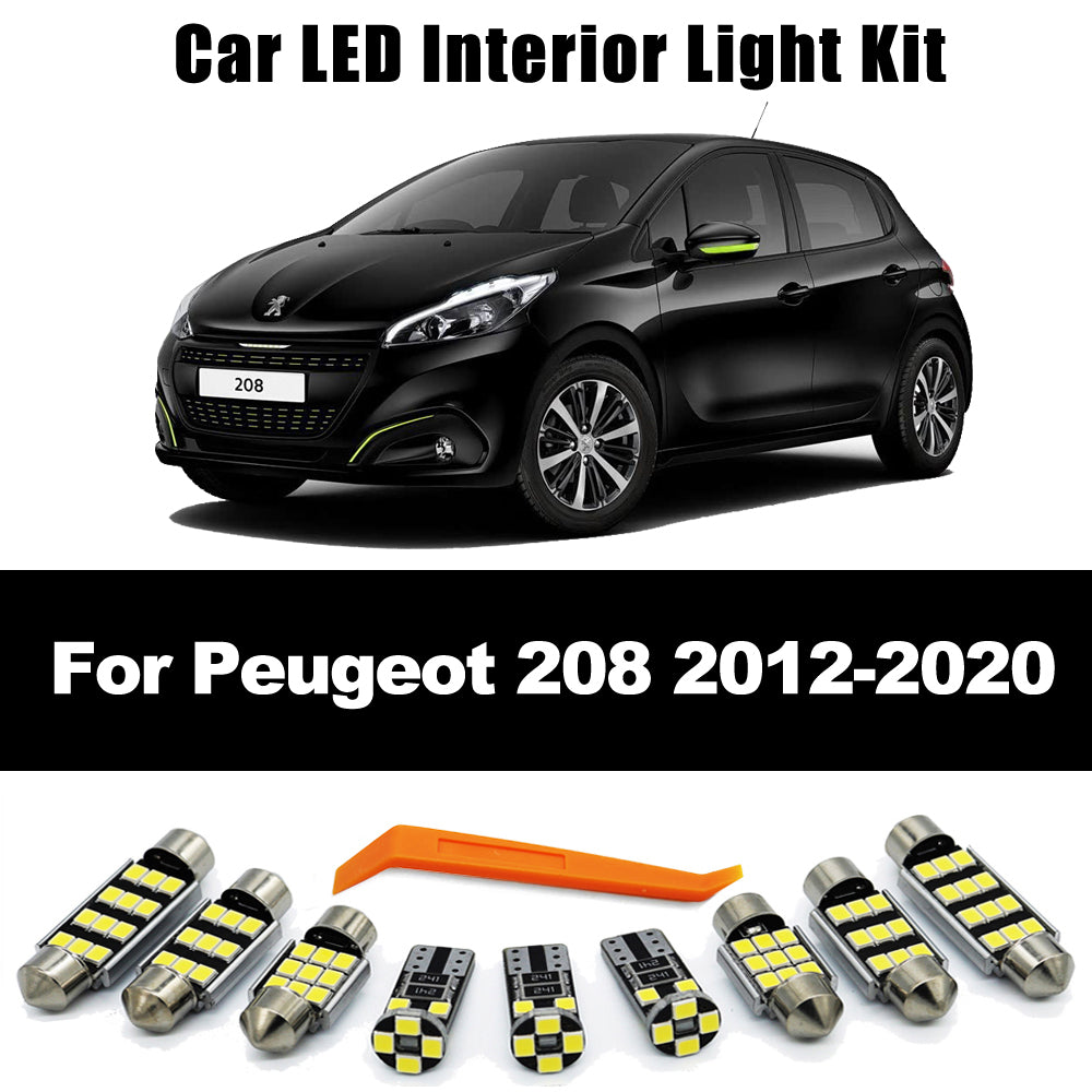 AutoGlowLED 14Pcs LED Interior Light Kit for Peugeot 208 2012-2020