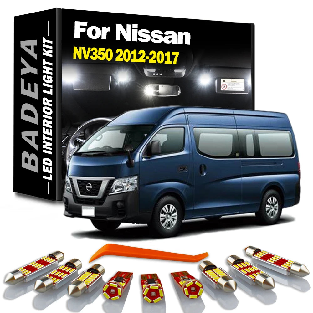 AutoGlowLED 10Pc Canbus LED Interior Light Kit for Nissan NV350 2012-2017