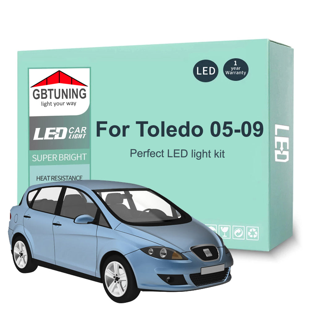 AutoGlowLED 12Pc LED Interior Light Kit for Seat Toledo III MK3 5P 5P2 2005-2009 Canbus