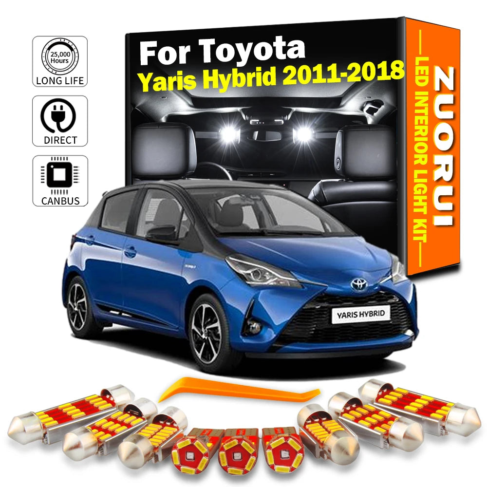 AutoGlowLED 10Pc Canbus LED Interior Light Kit for Toyota Yaris Hybrid 2011-2018