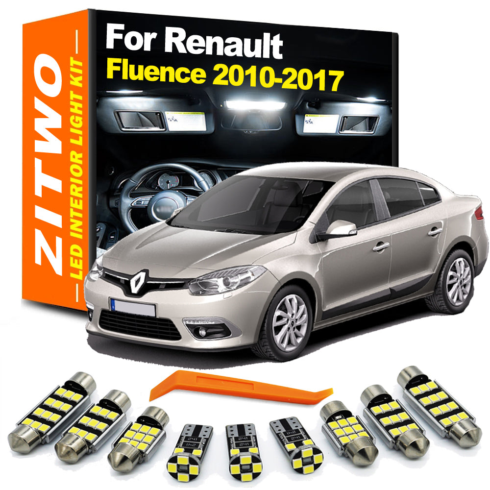 AutoGlowLED 12Pcs LED Interior Light Kit for Renault Fluence 2010-2017