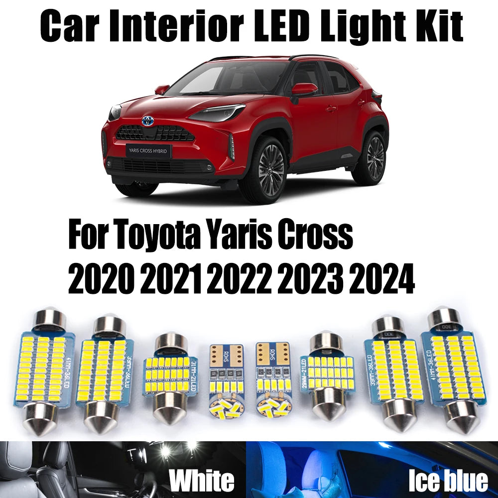 AutoGlowLED 11Pcs Canbus LED Interior Light Kit for Toyota Yaris Cross 2020-2024