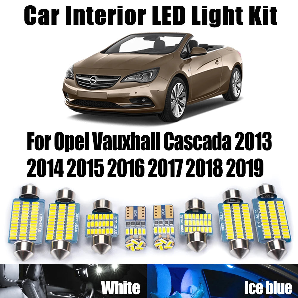 AutoGlowLED 11Pcs Canbus LED Interior Light Kit for Opel Vauxhall Cascada 2013-2019