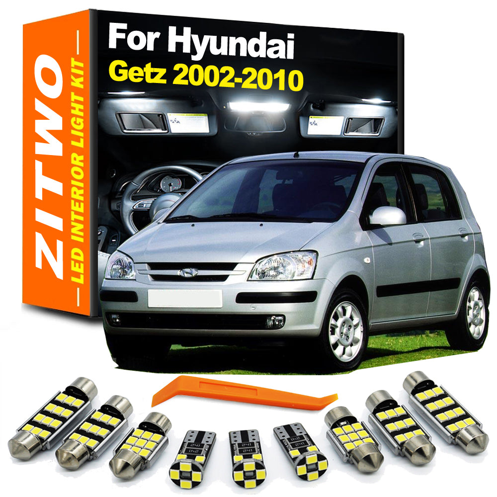 AutoGlowLED 10 Pcs LED Interior Light Kit for Hyundai Getz 2002-2010 Dome Map Trunk