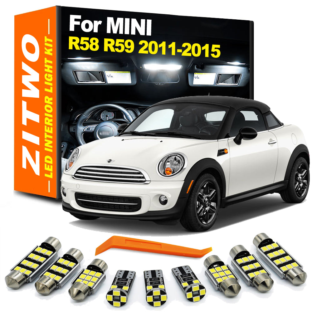 AutoGlowLED 10Pcs Canbus No Error Interior LED Light Kit for Mini R58 Coupe R59 Roadster 2011-2015
