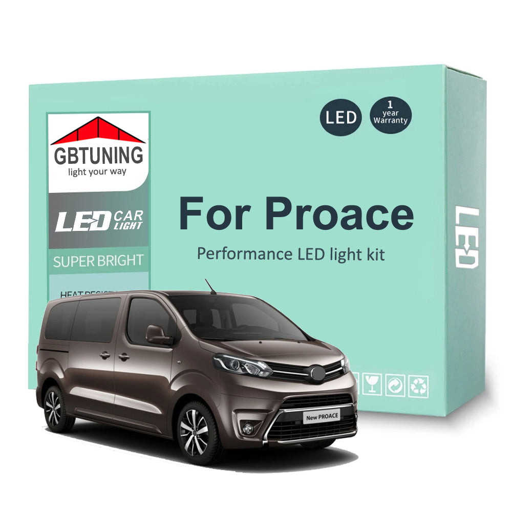AutoGlowLED 15Pcs Canbus LED Interior Light Kit for Toyota Proace 2016-2021