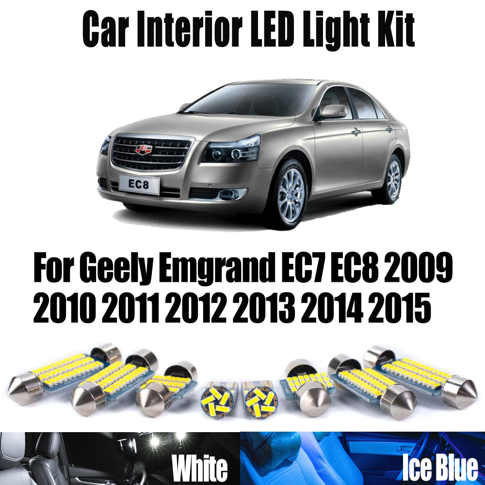 AutoGlowLED 7Pcs Canbus LED Interior Light Kit for Geely Emgrand EC7 EC8 2009-2015