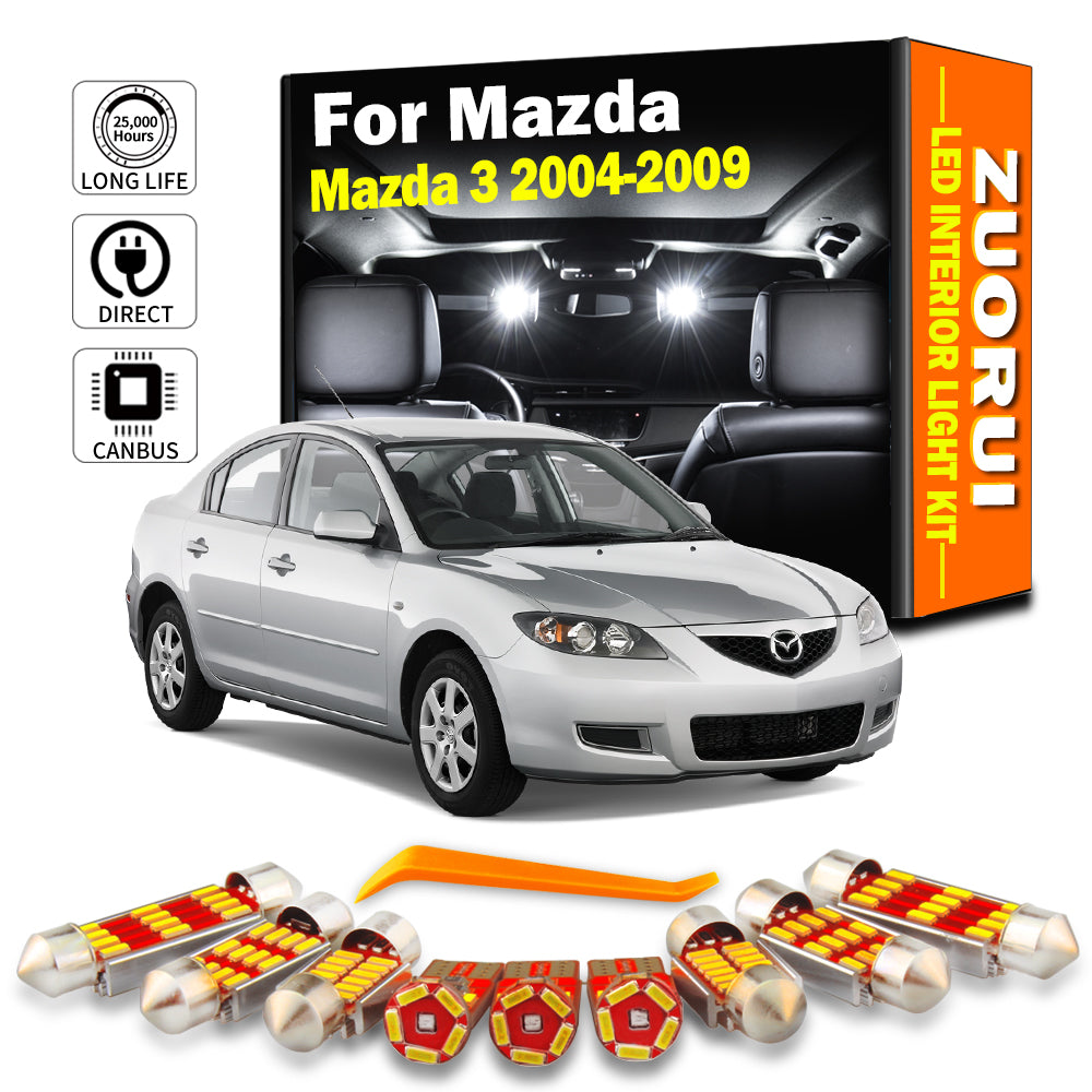 AutoGlowLED 8Pc LED Interior Light Kit for Mazda 3 BK 2004-2009 Hatchback Saloon