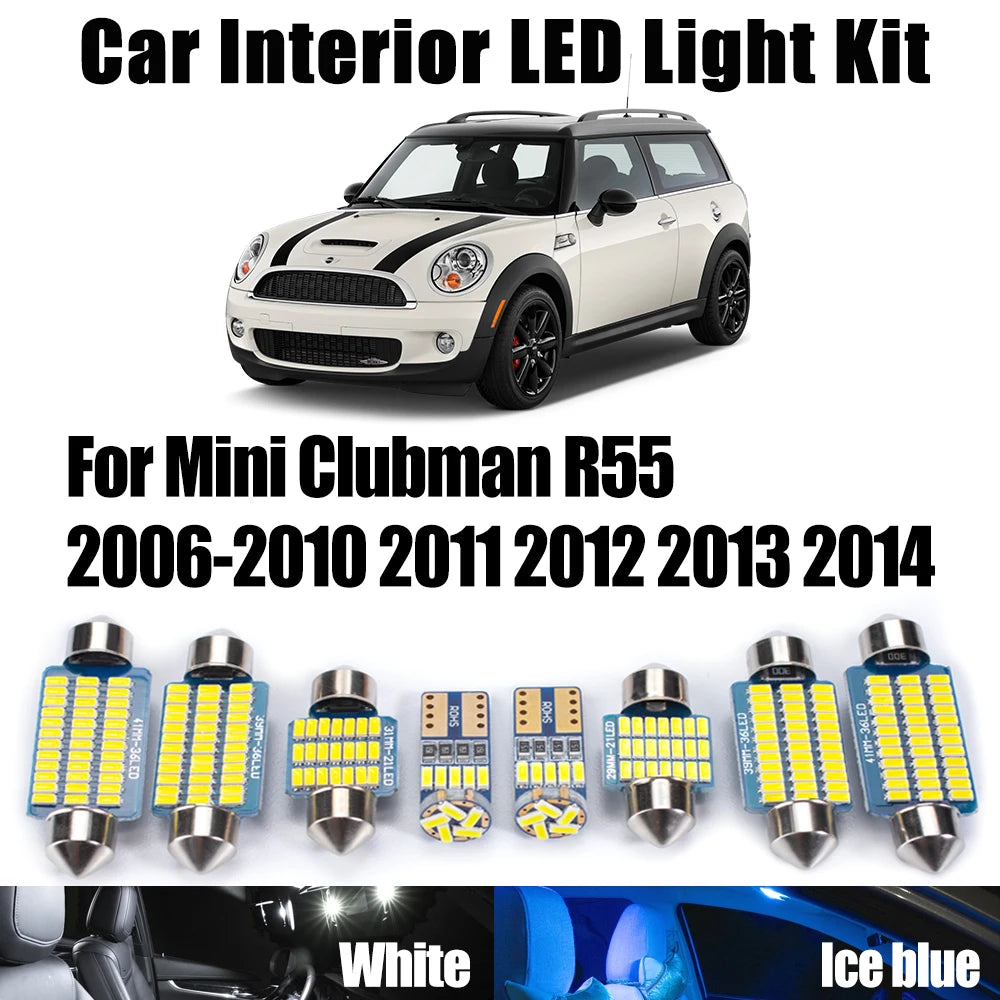 AutoGlowLED 14Pcs Canbus LED Interior Light Kit for Mini Clubman R55