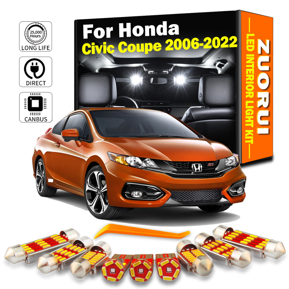 AutoGlowLED LED Interior Light Kit for Honda Civic Coupe 2006-2022 Canbus