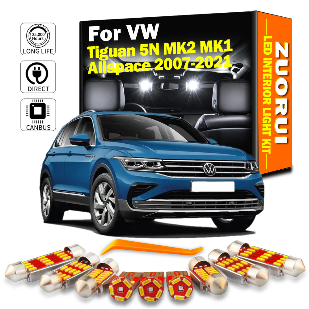 AutoGlowLED Canbus LED Interior Light Kit for VW Tiguan 5N MK2 MK1 Allspace