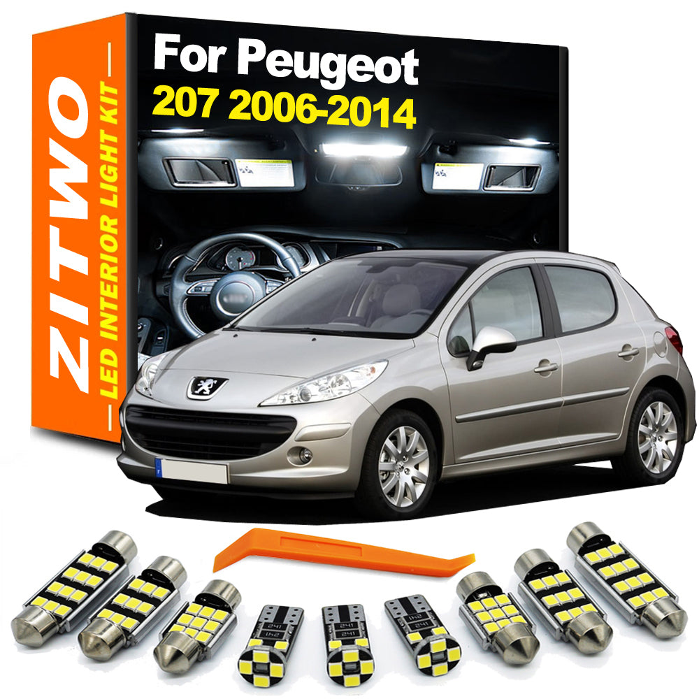 AutoGlowLED 14Pcs LED Interior Light Kit for Peugeot 207 SW/Hatchback/Saloon 2006-2014