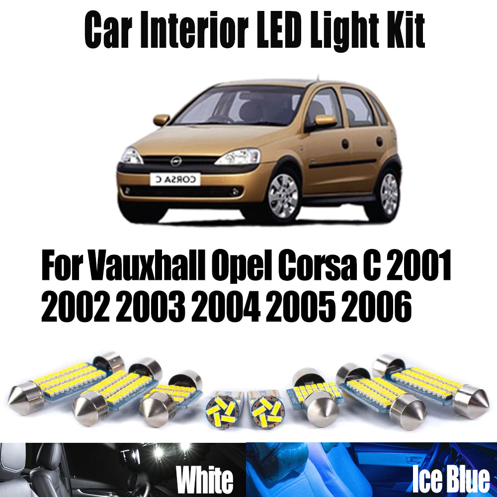 AutoGlowLED 8Pc Canbus LED Interior Light Kit for Vauxhall Opel Corsa C 2001-2006