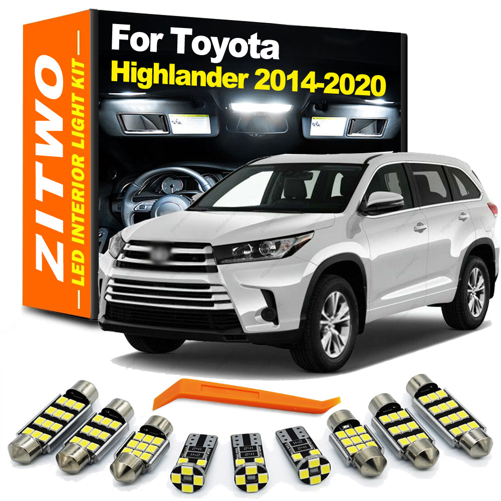 AutoGlowLED 15Pcs Canbus LED Interior Light Kit for Toyota Highlander Kluger 2014-2020