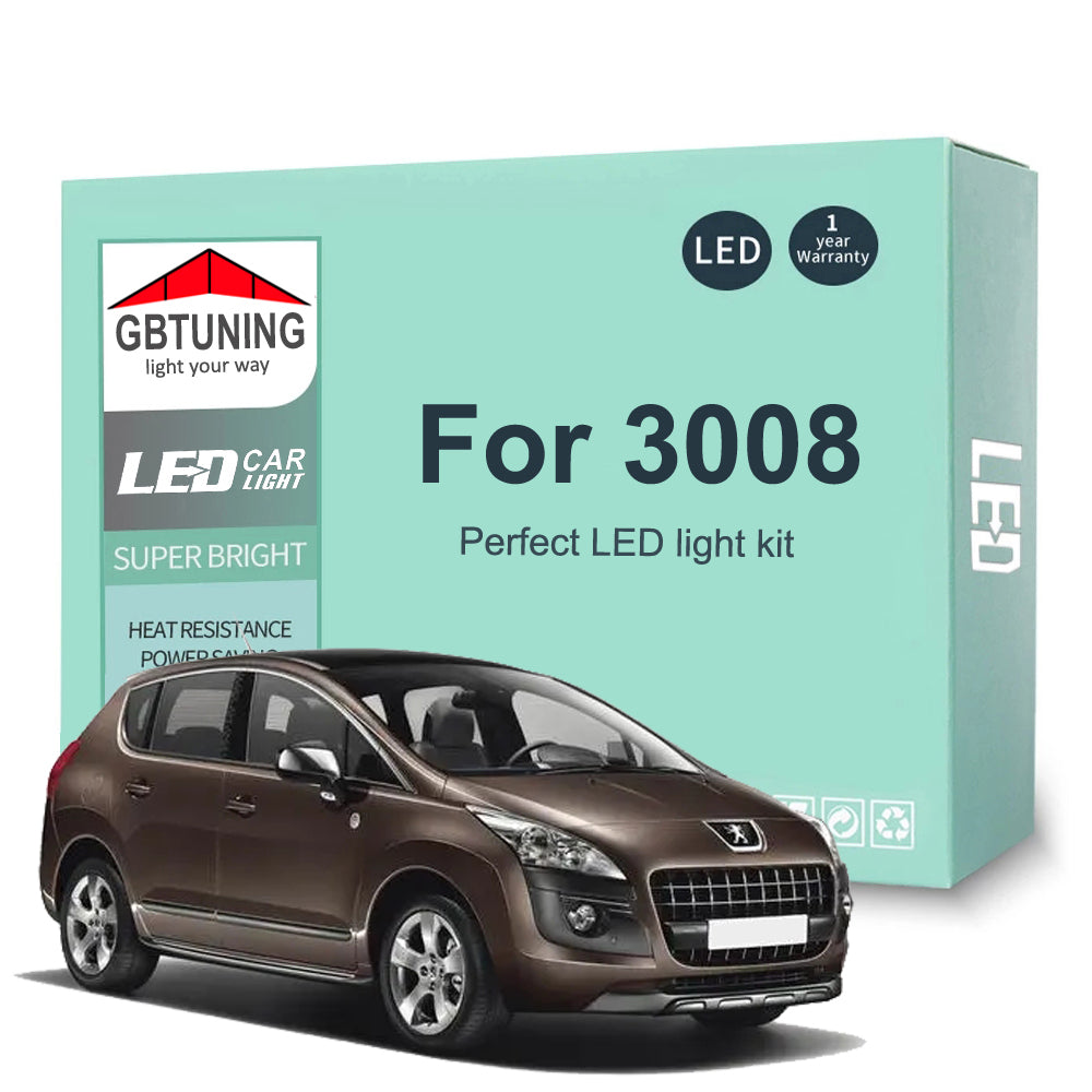 AutoGlowLED Canbus LED Interior Light Kit for Peugeot 3008 2009-2020