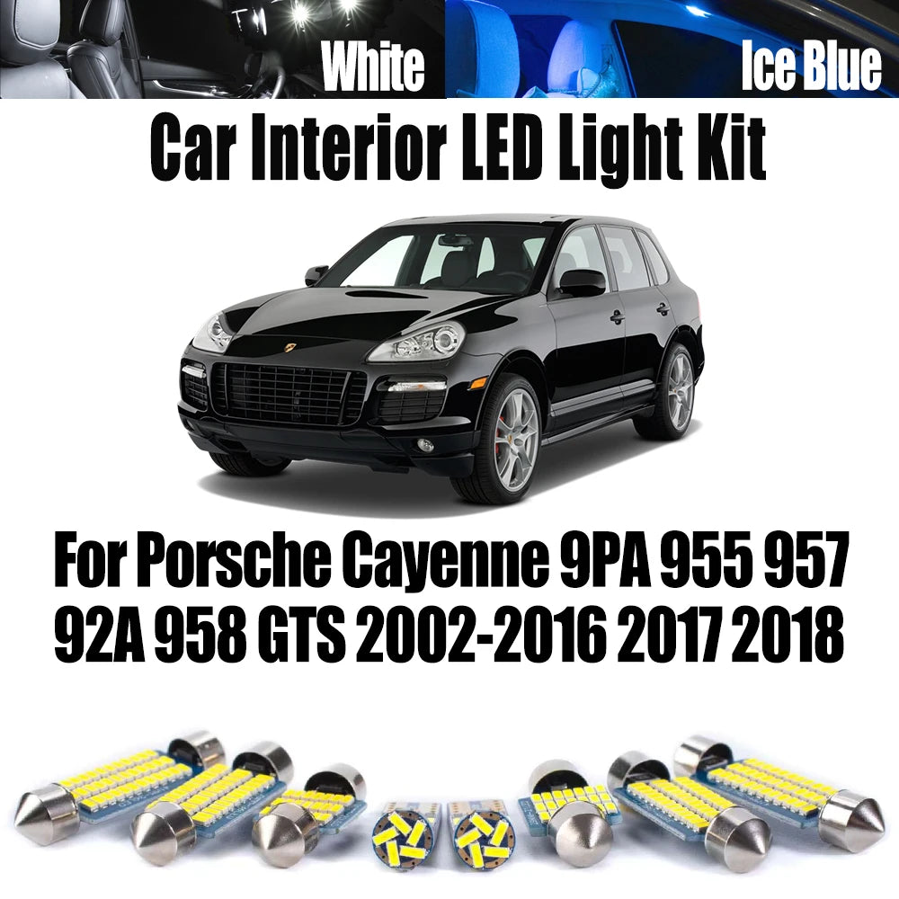 AutoGlowLED Canbus LED Interior Dome Map Light Kit for Porsche Cayenne 9PA 955 957 92A 958 GTS 2002-2018