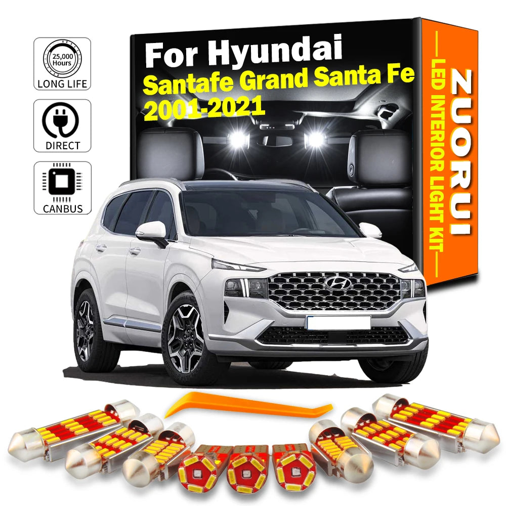 AutoGlowLED Canbus LED Interior Light Kit for Hyundai Santa Fe 2001-2021