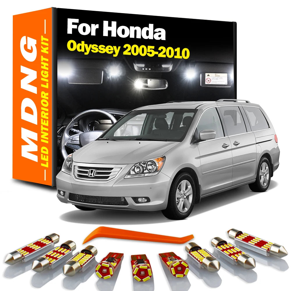 AutoGlowLED 15Pcs Canbus LED Interior Light Kit for Honda Odyssey 2005-2010