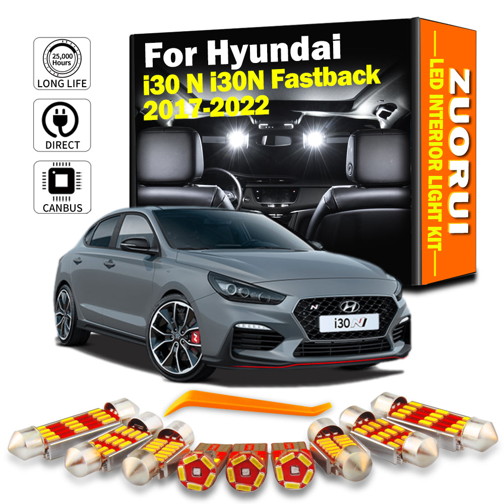 AutoGlowLED 13Pcs Canbus LED Interior Light Kit for Hyundai i30 N i30N Fastback 2017-2022