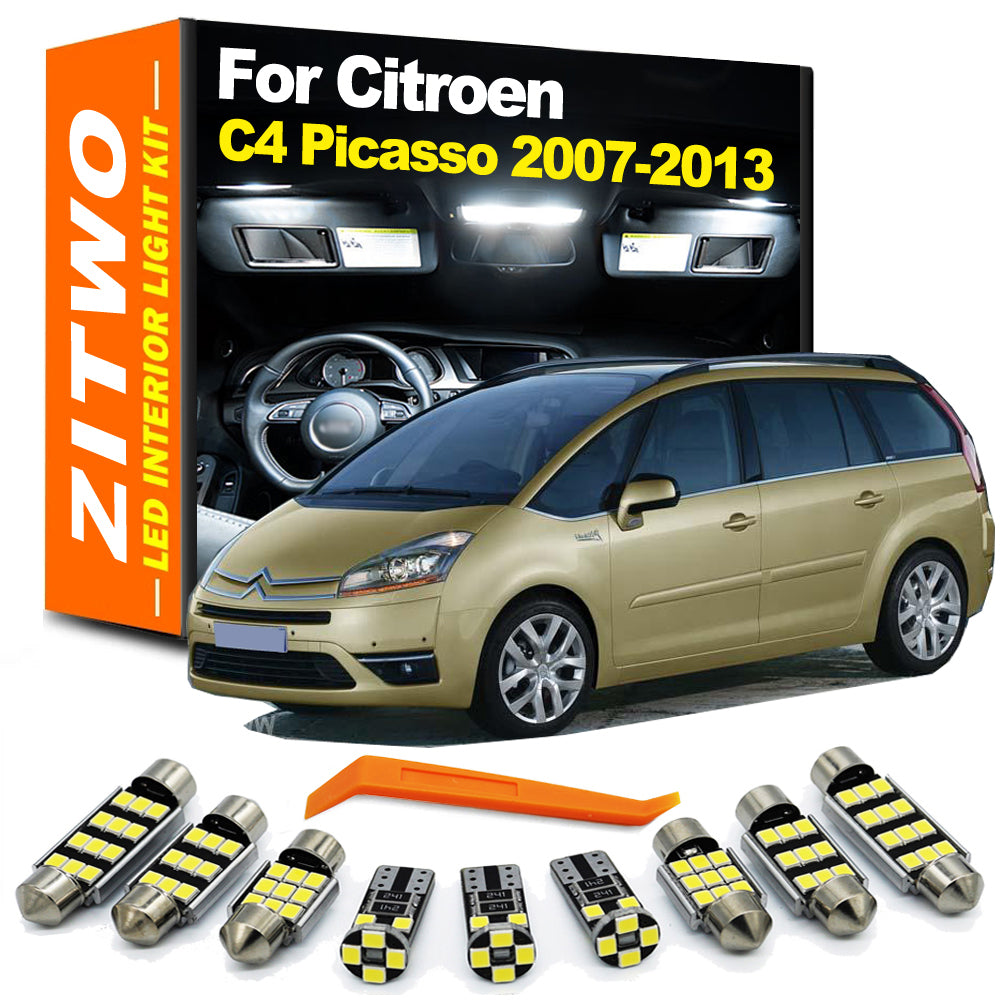 AutoGlowLED 14Pcs LED Interior Light Kit for Citroen C4 Picasso 2007-2013