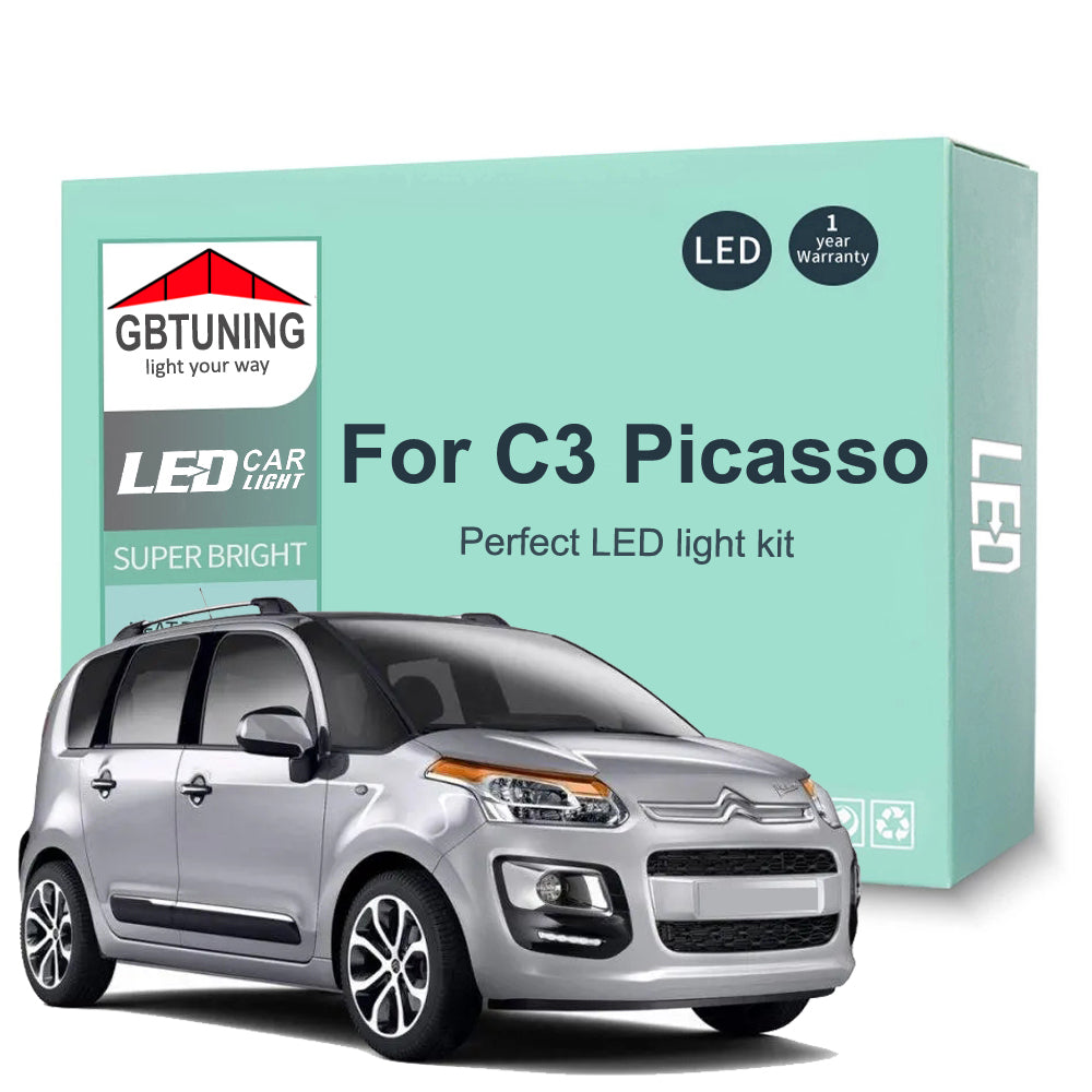 AutoGlowLED 13Pc Canbus LED Interior Light Kit for Citroen C3 Picasso 2009-2017