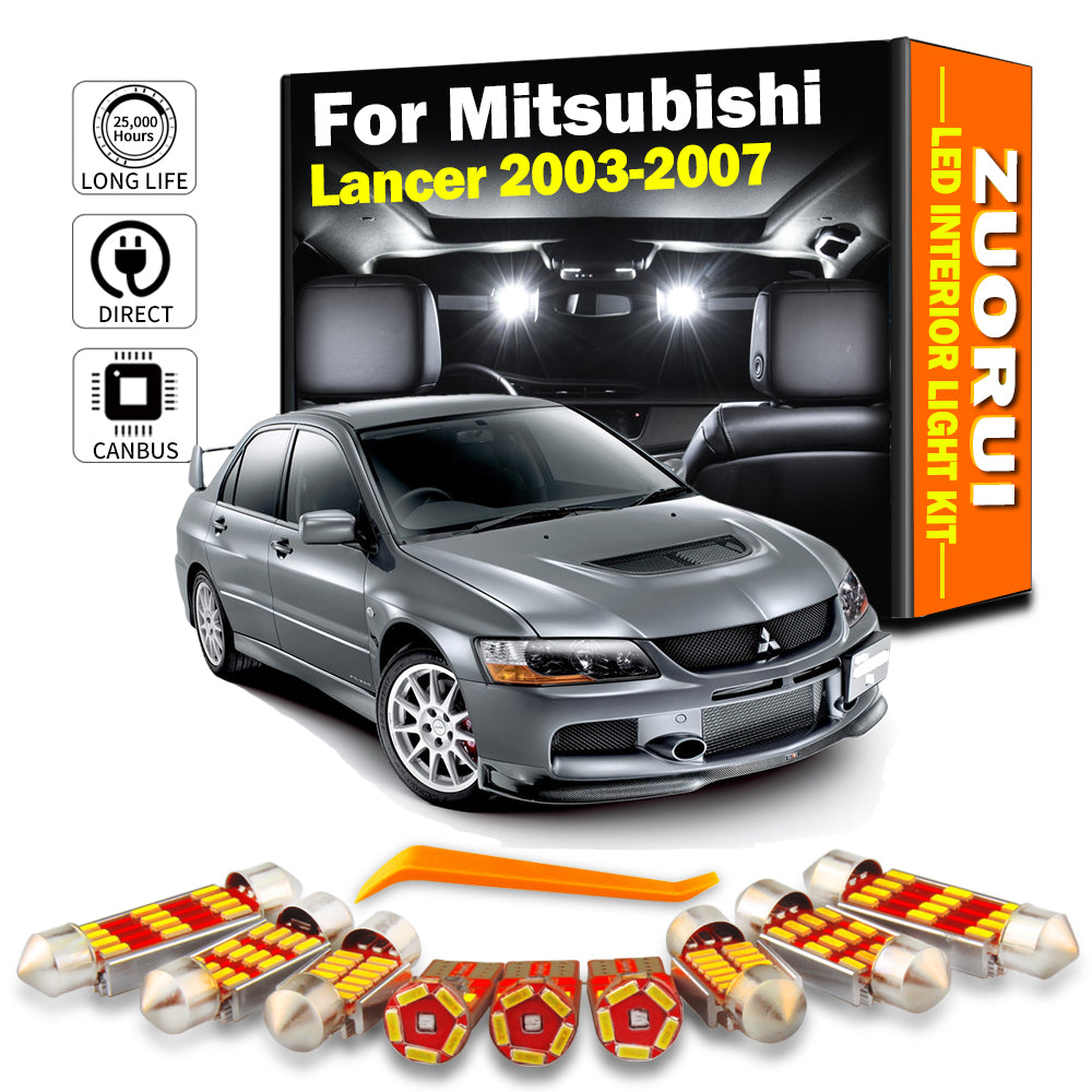 AutoGlowLED 9Pcs Canbus LED Interior Light Kit for Mitsubishi Lancer 2003-2007