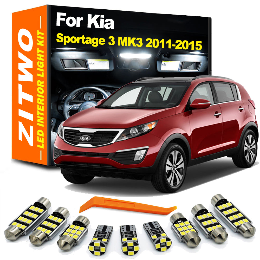 AutoGlowLED 10Pcs LED Interior Light Kit for Kia Sportage 3 2011-2015 Dome Map Trunk
