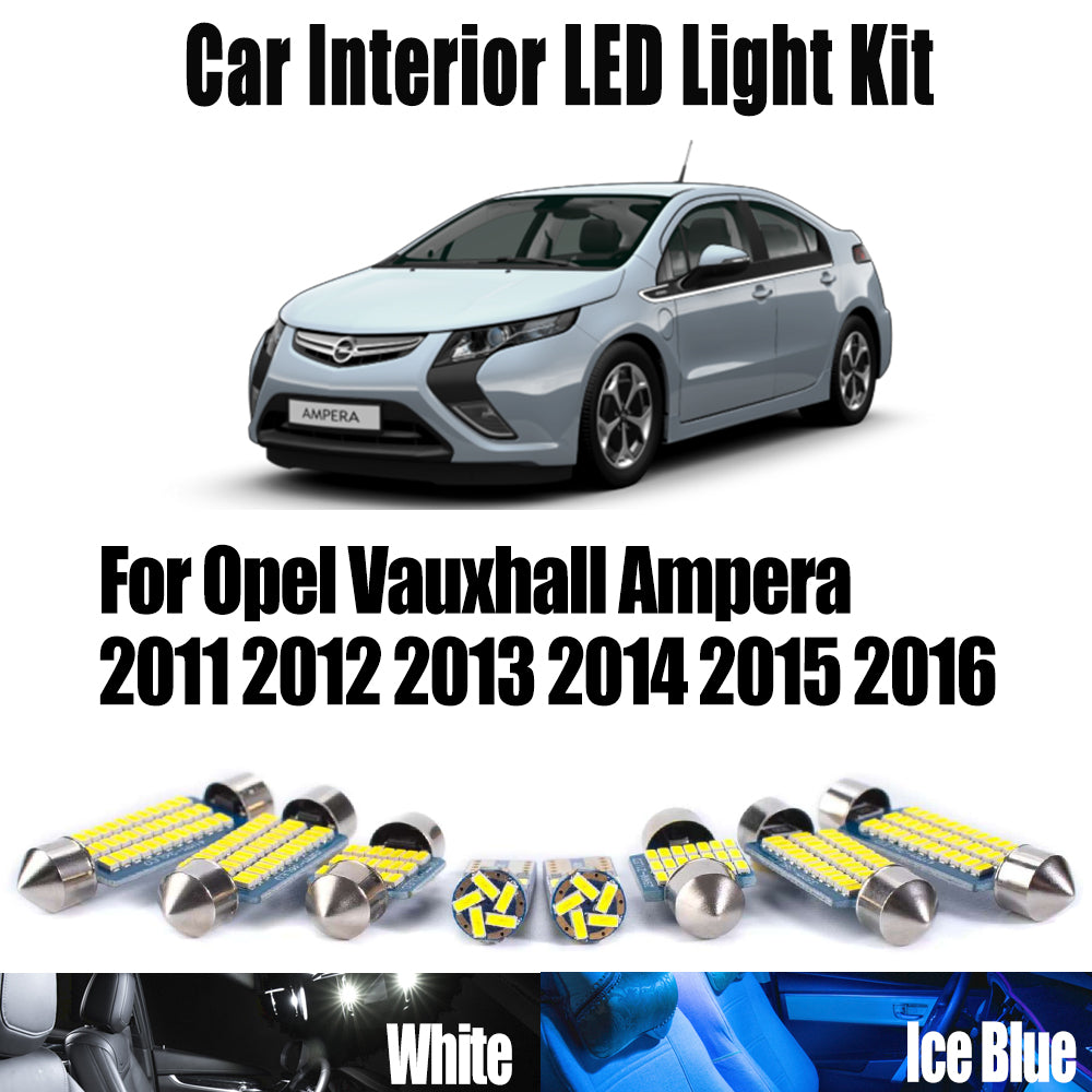 AutoGlowLED 12Pcs Canbus LED Interior Light Kit for Opel Vauxhall Ampera 2011-2016